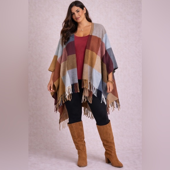 Tops - Cozy Luxe Plaid Shawl Wrap| OS